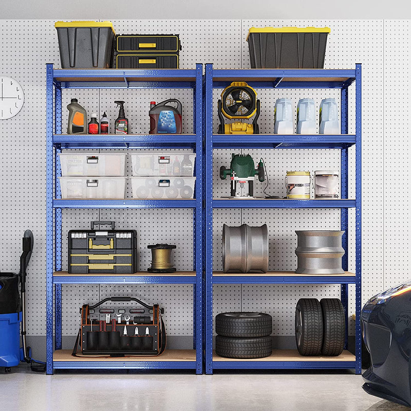 Magazijnrek, rek voor zware belasting, kelderrek, 200 x 100 x 50 cm, tot 875 kg belastbaar, 5 verstelbare planken, plank van metaal, steekrek, werkplaatsrek, blauw GLR050Q01