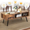 Koffietafel, salontafel, cocktailtafel, middeleeuwse moderne accenttafel met 1 lade en opbergrek voor de woonkamer, receptie, eenvoudige montage, 109 x 55 x 44,5 cm