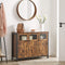 Sideboard, keukenkast, opbergkast, met glazen deuren, voor woonkamer, keuken, eetkamer, stalen frame, industriële stijl, vintage bruin-zwart LSC099B01