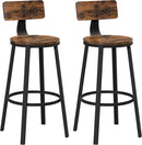 barkruk, set van 2, barstoelen, keukenstoelen met stevig metalen frame, zithoogte 73 cm, eenvoudige montage, industrieel design, vintage bruin-zwart LBC026B01V1