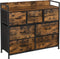 Commode, kast, 7 stoffen laden met handgrepen, metalen frame, industrieel design, vintage bruin-zwart LTS137B01