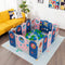 Multifunctionele baby grondbox 14/16 panelen, kinder speelbox babybox,(Donkerblauw + roze, 16 panelen)