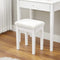 kaptafel met spiegel, make up tafel met 10 dimbare lampen,kruk, 5 laden, 70 x 40 x 134 cm, wit RDT151W01