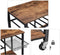 keukenplank met metalen korf- en flessenhouder, wijnrek, serveerwagen, keukenwagen, wagen met 3 planken, 80 x 40 x 86,5 cm, industrieel ontwerp, vintage, donkerbruin KKS80X