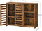 Dressoir, keukenkast met 2 lamellendeuren, verstelbare legplank, vrijstaand, 3 open vakken, voor eetkamer, 100 x 35 x 75 cm, vintage bruin LBF004X01