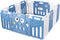 Baby grondbox, 14 paneel opvouwbaar babybox speelbox  voor kinderen 3 maanden + (Blauw, 14 paneel)