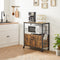 serveerwagen, keukenkast met deuren, keukentrolley, 8 haken, voor eetkamer, woonkamer, keuken, vintage bruin-zwart LSC093B01