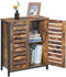 Bijzetkast, dressoir, decoratieve kast met lamellendeuren, multifunctioneel, woonkamer, slaapkamer, hal, industrieel design, vintage, donkerbruin LSC78BX