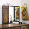 Kaptafel met kruk, Dressing Table met 3-delige klapspiegel en 3 lades, stalen frame, vintage bruin-zwart RVT02BX