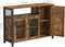 Sideboard, keukenkast, opbergkast, met 3 deuren, voor woonkamer, keuken, eetkamer, 110 x 33 x 75 cm, industriële stijl, vintage-bruin-zwart LSC096B01