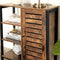 Sideboard, keukenkast met 3 open planken, badkamerkast, woonkamer, hal, keuken, thuiskantoor, stalen frame, industriële stijl, vintage bruin-zwart LSC74BX