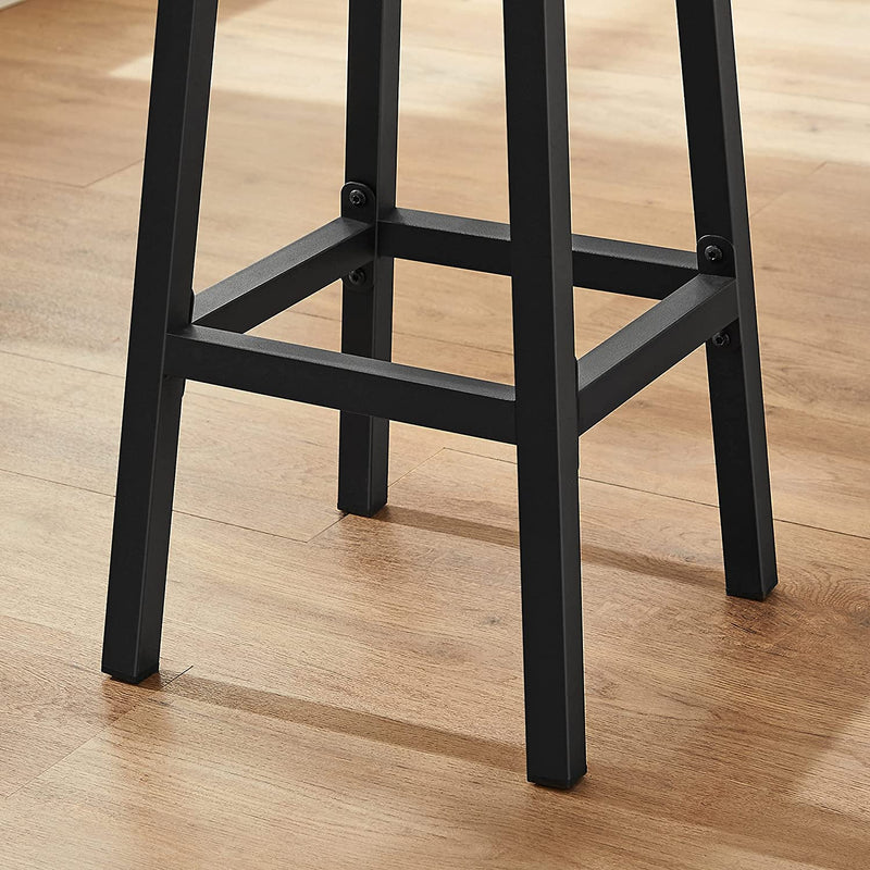 barkruk, set van 2 barstoelen, keukenstoelen met stevig stalen frame, hoogte 65 cm, rond, eenvoudig te monteren, industriële stijl, grijs-zwart LBC032B02