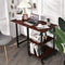 Opvouwbare computer bureau, moderne schrijftafel met 2 laags opslagplanken, PC laptop computertafel werkstation met 6 wielen, ruimtebesparende compacte bureau voor thuiskantoor klein appartement