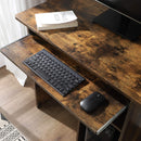 Computer bureau, Bureau met toetsenbord plank en open vakken, plank voor PC 80 x 45 x 74 cm, vintage bruin LCD852X01