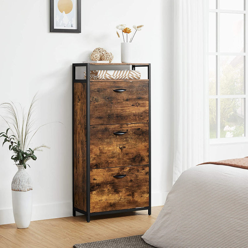 Schoenenkast, schoenenrek, met 3 kleppen 60 x 30 x 130 cm