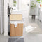 wasmand  wasbak gemaakt van bamboe, waskist met handvatten, deksel met clips, opvouwbaar, waszak afneembaar, natuurlijke kleur LCB071N02