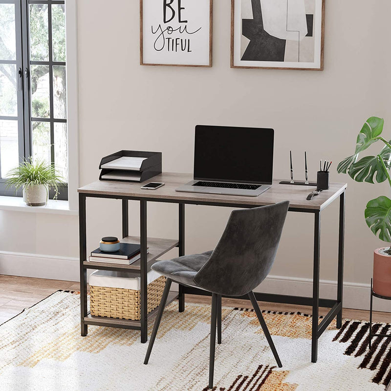 Bureau, computertafel, PC-tafel, bureautafel, met 2 legplanken rechts of links, , grijs-zwart LWD47MB