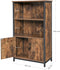 Boekenkast, boekenkast, kantoorrek, keukenkast met 2 open vakken, 1 vak met kastdeuren, multifunctioneel, industrieel design, vintage bruin-zwart LSC65BX