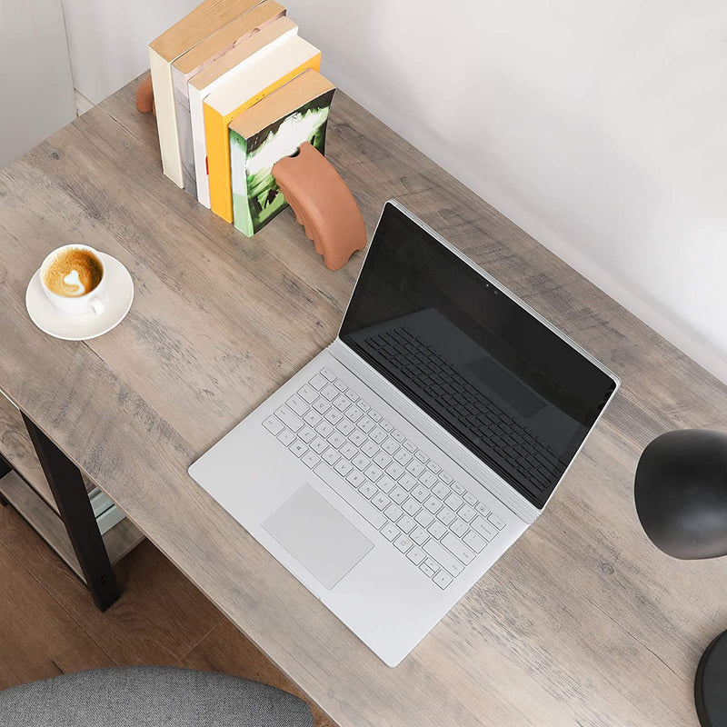 Bureau, computertafel, PC-tafel, bureautafel, met 2 legplanken rechts of links, , grijs-zwart LWD47MB