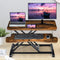 Zit-sta werkstation, in hoogte verstelbare staande bureau verhoger met grote tafelblad 80 x 40cm, ergonomisch bureau, zit-sta-bureau (Bruin)