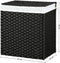 Wasmand handgeweven, synthetische rotan wasmand, met deksel en handvatten, wassorteermachine, opvouwbaar, waszak afneembaar, zwart LCB52BK