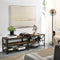 TV-kast, TV-tafel, lowboard voor TV tot 70 inch, TV-kast met rekken, stalen frame,  bruin-zwart LTV095B01