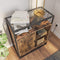 Commode, keukenkast, kast, consoletafel met glazen oppervlak, woonkamer, hal, stabiel gehard glas, eenvoudige montage, industrieel design, vintage, donkerbruin LSC12BX