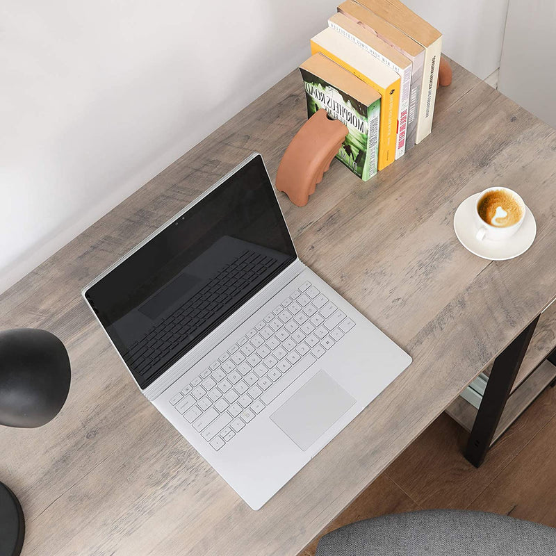 Bureau, L-vormig computerbureau, hoekbureau met 2 planken,  grijs-zwart LWD72MB