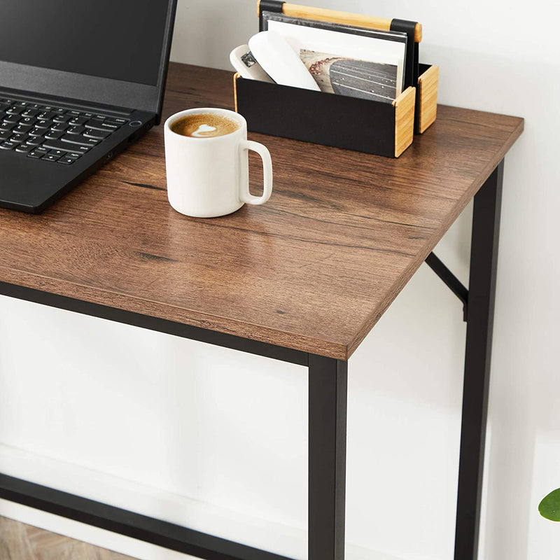 Bureau, computertafel, smalle kantoortafel, 100 x 50 x 75 cm, studeerkamer, hazelnoot-zwart LWD041B03