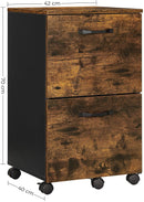 Rolcontainer, archiefkast met 2 laden, kantoorkast, voor documenten in DIN A4 en briefformaat, met hangmap,  bruin-zwart OFC040B01