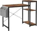 Bureau, computerbureau met legbord, verstelbaar legbord, met zijvak, 110 x 50 x 90 cm, industrieel ontwerp, vintage bruin-zwart LWD087B01