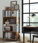 Boekenplank, staande plank, open, opbergplank,  80 x 30 x 148 cm, industrieel ontwerp, vintage bruin-zwart LLS106B01