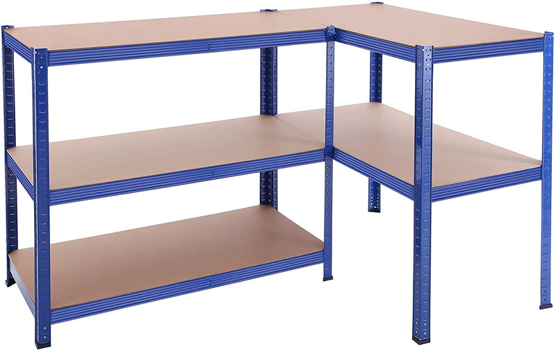 Magazijnrekken, zware lasten, set van 2, kelderrekken, 200 x 100 x 50 cm, tot 875 kg belastbaar, 5 verstelbare planken, planken van metaal, steekplanken, werkplaatsrek, blauw GLR050Q02