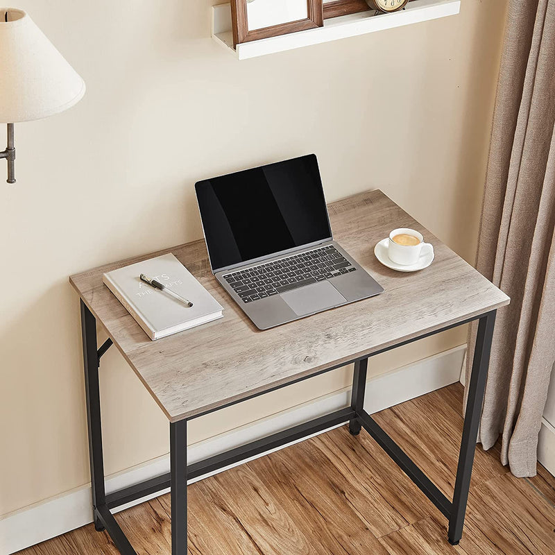 Bureau, computertafel, smalle bureautafel, 80 x 50 x 75 cm, studeerkamer, grijs-zwart LWD038B02