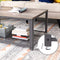 Salontafel, Salontafel Met Grote Legplank, Bijzettafel, Stabiel, Met Metalen Frame, , Houtlook, Grijs-Grijs