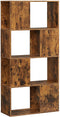 Boekenkast, symmetrisch ontwerp, open vakken, opbergkast, voor kantoor, woonkamer, slaapkamer, 60 x 24 x 127 cm, vintage bruin LBC141X01