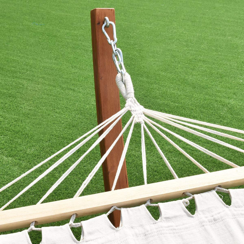 Hangmat met standaard voor enkele persoon, draagvermogen tot 120 kg, hangmat standaard van weerbestendig larikshout, polyester katoenen hangmat, perfect voor achtertuin, terras, tuin,