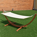 Hangmat met standaard voor enkele persoon, draagvermogen tot 120 kg, hangmat standaard van weerbestendig larikshout, polyester katoenen hangmat, perfect voor achtertuin, terras, tuin,