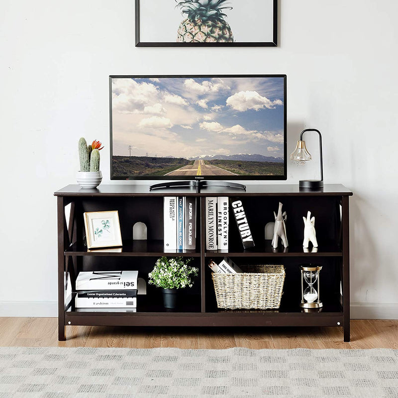 tv-meubel, tv-tafel tv-kast tv-plank, voor TV's tot 55 inch, 3-laags 120 x 41 x 60 cm (Bruin)