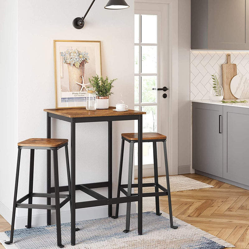 bartafel, bartafel, hoge keukentafel, lessenaar met stabiel stalen frame, 60 x 60 x 90 cm, eenvoudige montage, keuken, industriële stijl, vintage bruin-zwart LBT25X