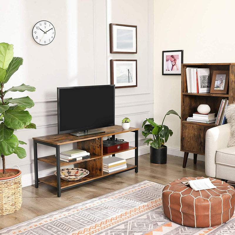 TV-kast, TV-tafel, TV-plank, lowboard met 4 planken, open vakken,, 110 x 40 x 50 cm,  donkerbruin LTV37BX