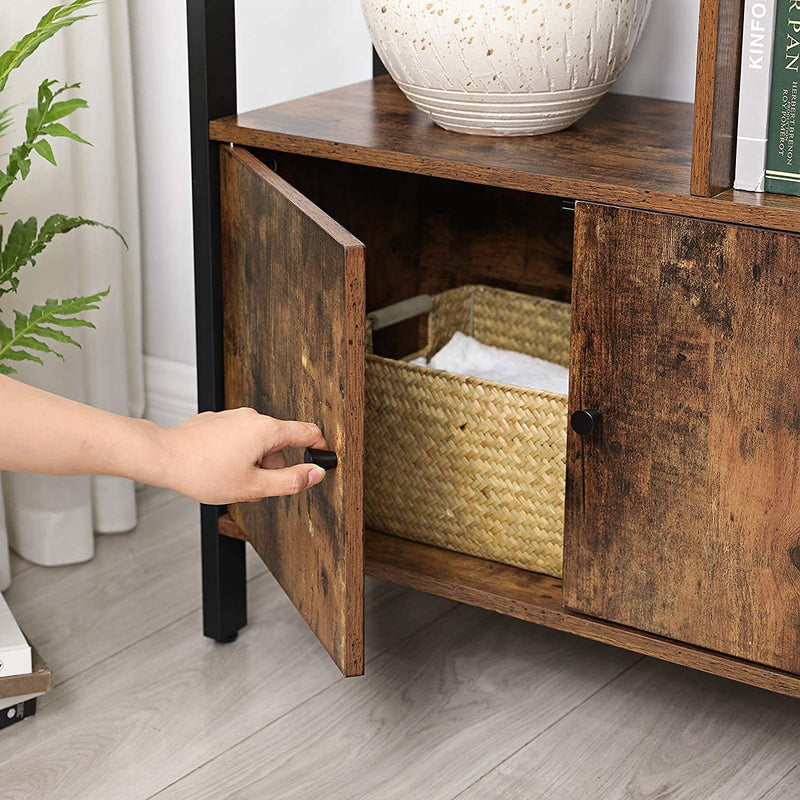 Boekenkast, boekenkast met 4 open legplanken, , stalen frame,  bruin-zwart