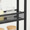 Serveerwagen, keukenrek op wielen, smal, keukenwagen, rolwagen, 360° draaibare wielen, metalen frame, voor keuken, woonkamer, thuiskantoor, vintage bruin-zwart LRC032B01
