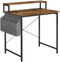 Bureau, computerbureau met monitorstandaard, opbergtas, verstelbare poten, industrieel ontwerp, 80 x 55 x 90 cm, voor thuiskantoor, vintage bruin-zwart LWD080B01