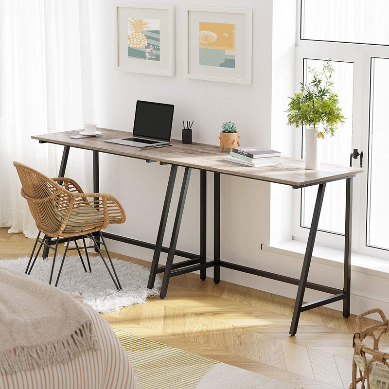 Bureau, computer bureau, industrieel ontwerp, 100 x 50 x 75 cm, grijs-zwart LWD040B02