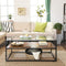 salontafel, salontafel met glazen oppervlak, glazen tafel, , vintage bruin-zwart LCT30BX