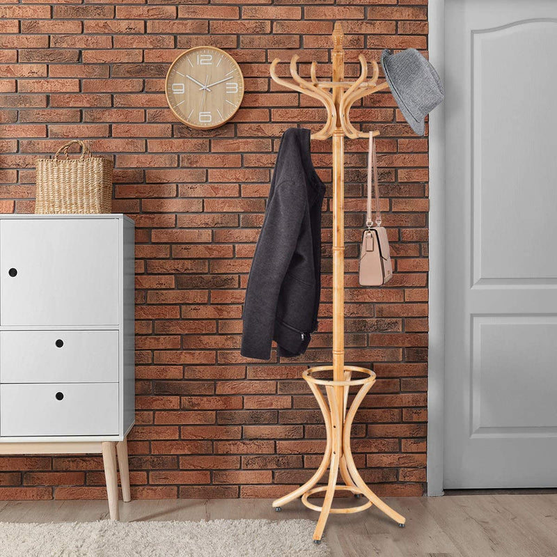 Staande kapstok hout 12 haken Home hoed jas hanger boom 12 met paraplu houder kapstok