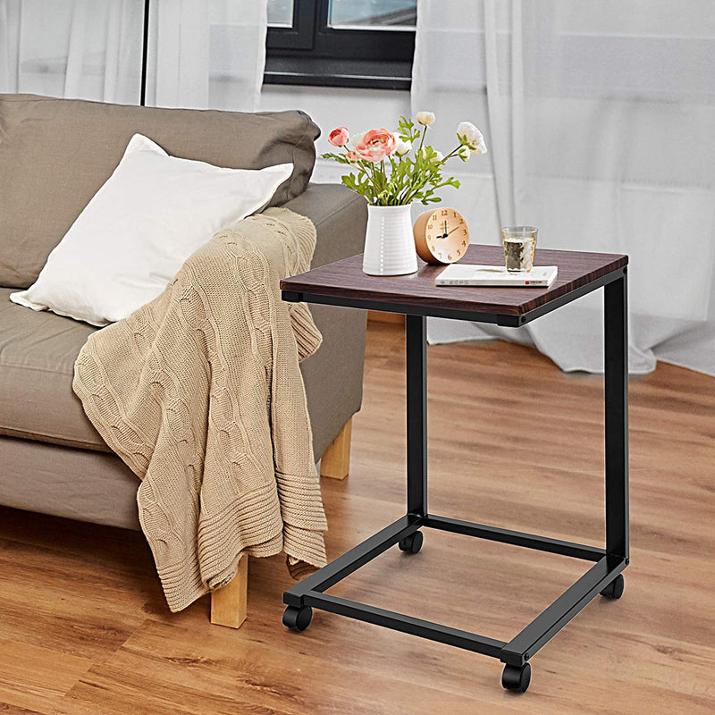 Laptoptafel met wielen, verrijdbare laptopkar, 50 x 40 x 65 cm (Zwart)