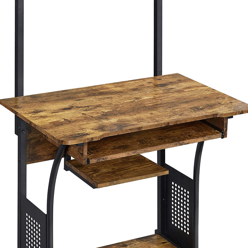 Bureau met wieltjes werktafel PC laptop tafel thuis kantoor met plank 80 x 50 x 132 cm vintage
