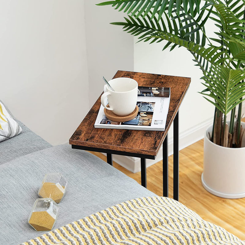 Bijzettafel, salontafel, kleine koffietafel, met verstelbare voeten, nachtkastje donkerbruin EBF02SF01